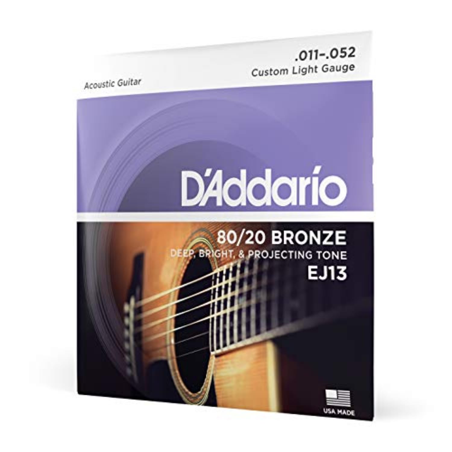 D'Addario EJ13 11-52 Bronze Custom Light Acoustic Guitar Strings - Image 1