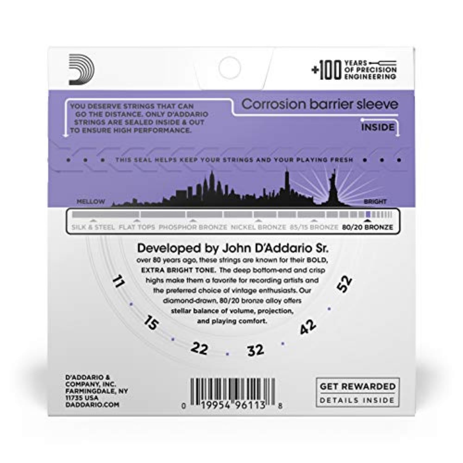 D'Addario EJ13 11-52 Bronze Custom Light Acoustic Guitar Strings - Image 2