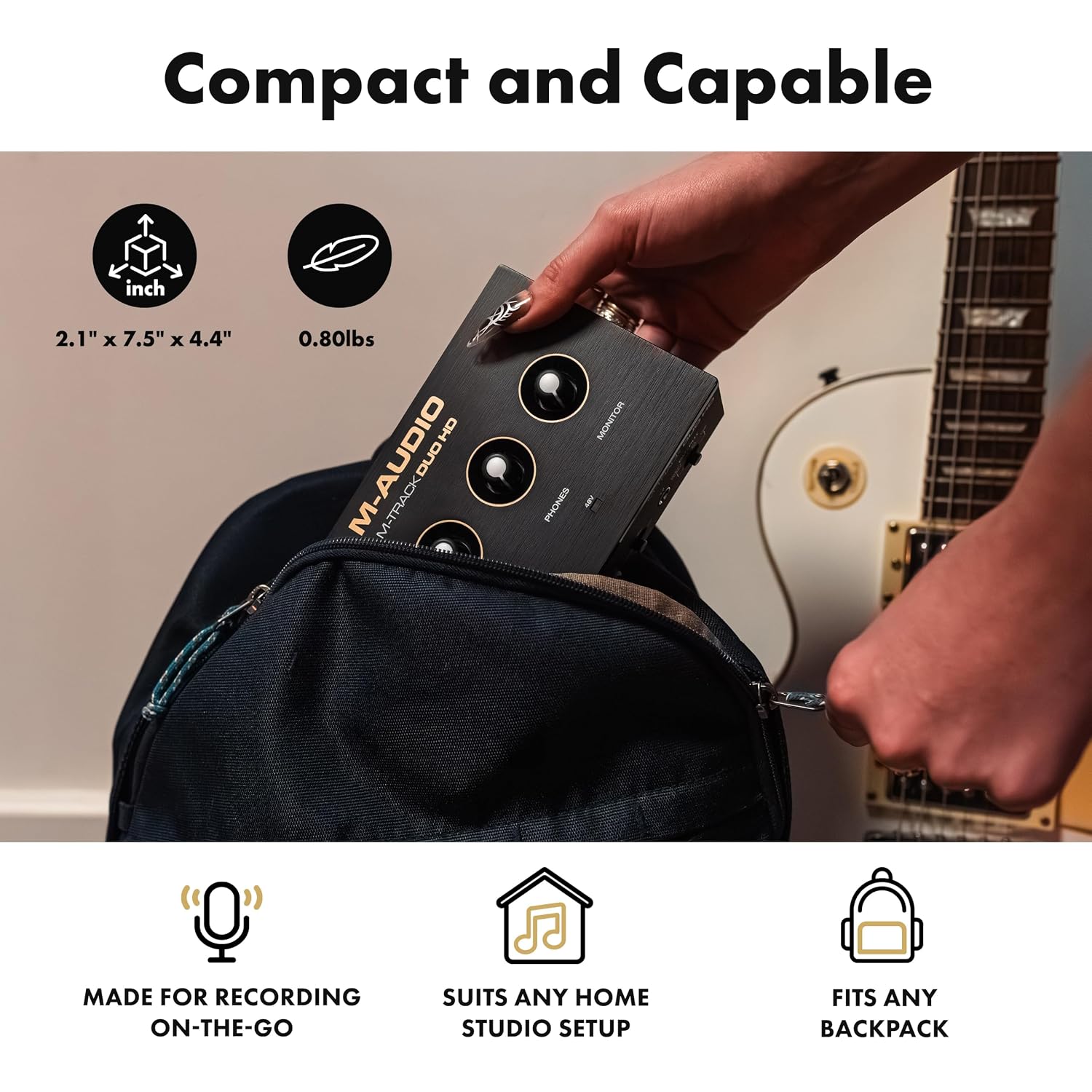 M-AUDIO M-TRACK DUO HD - 2x2 USB-C Audio Interface for Mac, PC, iOS, Android | 2 XLR/TRS Inputs, 2 TRS Outputs, 24-Bit/192kHz - Image 7
