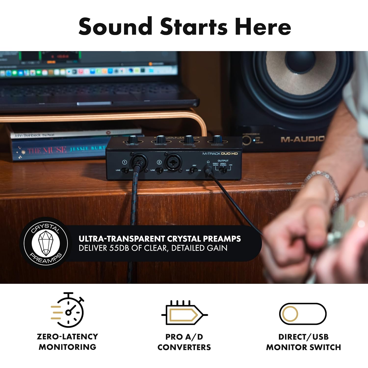 M-AUDIO M-TRACK DUO HD - 2x2 USB-C Audio Interface for Mac, PC, iOS, Android | 2 XLR/TRS Inputs, 2 TRS Outputs, 24-Bit/192kHz - Image 3