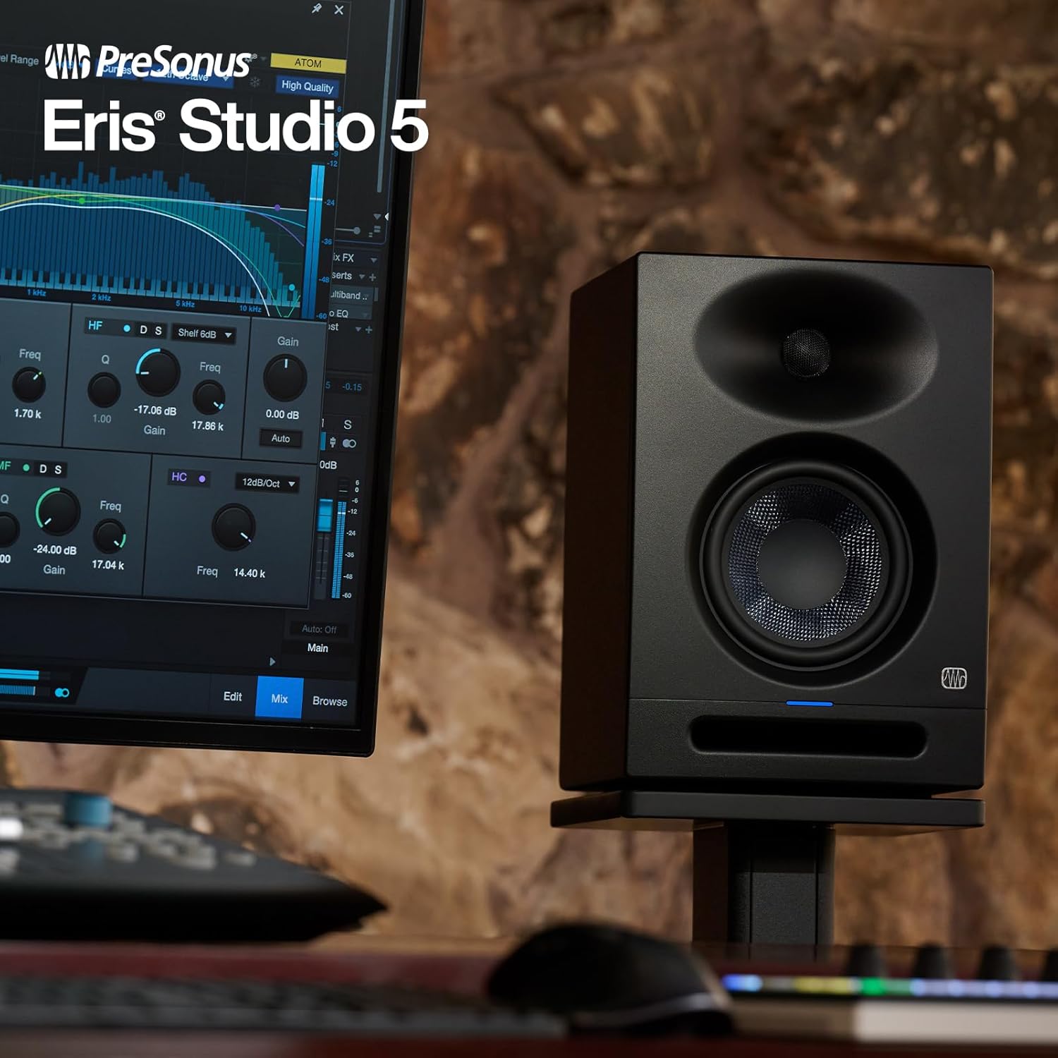 PreSonus Eris Studio 5, 5.25" High-Definition Studio Monitor, Woven Composite LF Driver, XLR, 1" Silk-Dome HF Driver, Black - Image 3