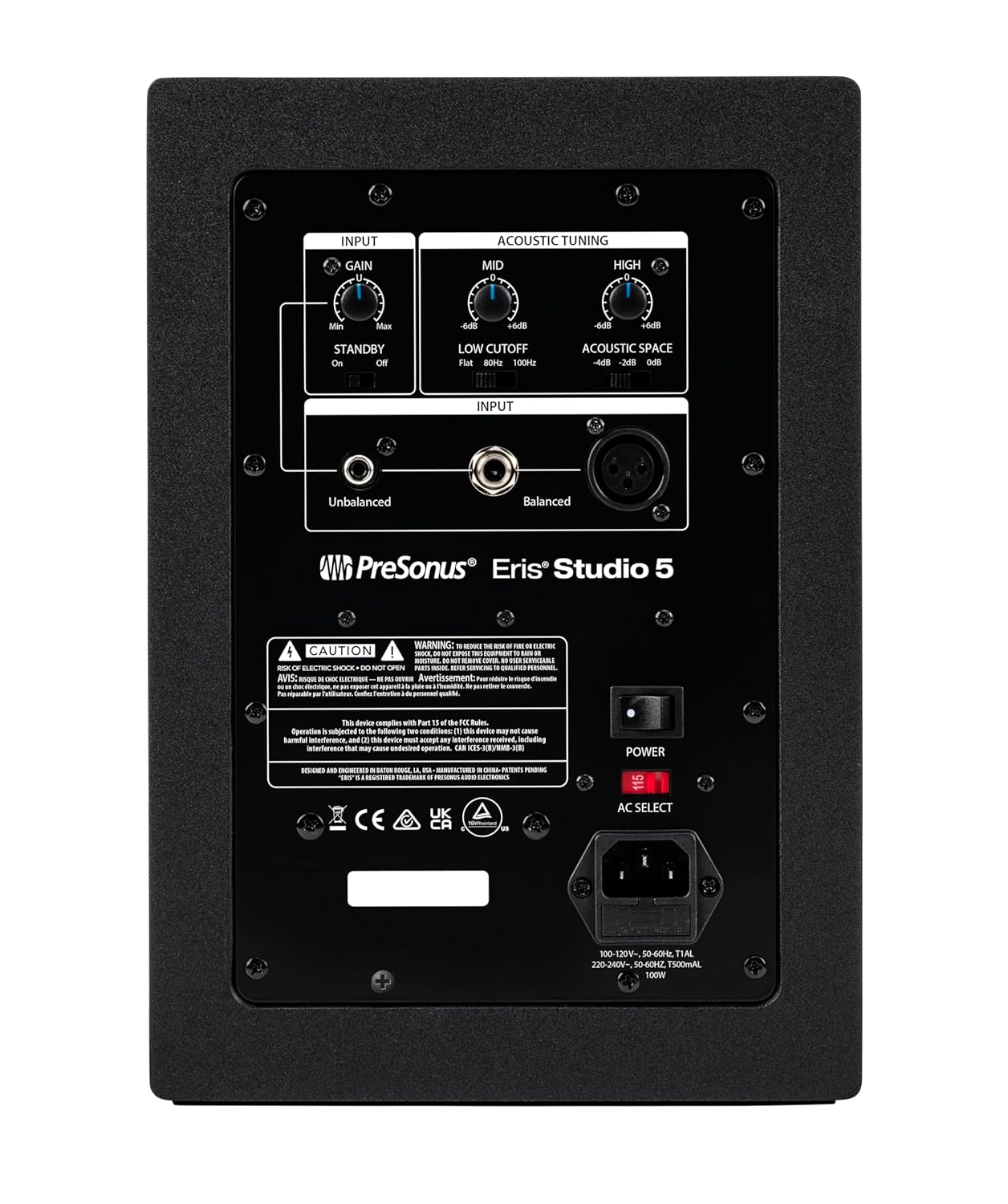PreSonus Eris Studio 5, 5.25" High-Definition Studio Monitor, Woven Composite LF Driver, XLR, 1" Silk-Dome HF Driver, Black - Image 2