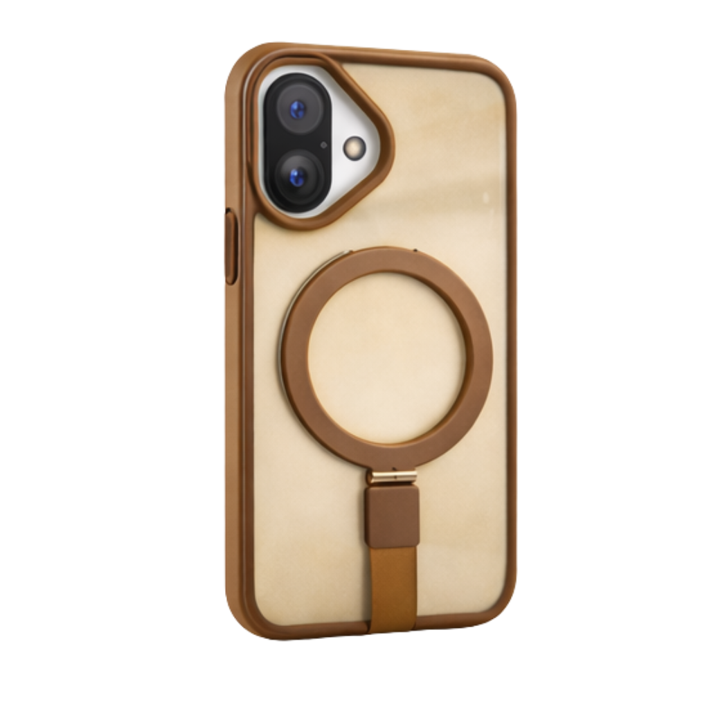 Premium MagSafe Case with Strap & Kickstand for iPhone 17 (Tan Brown Finish, Shockproof Design) - Image 1