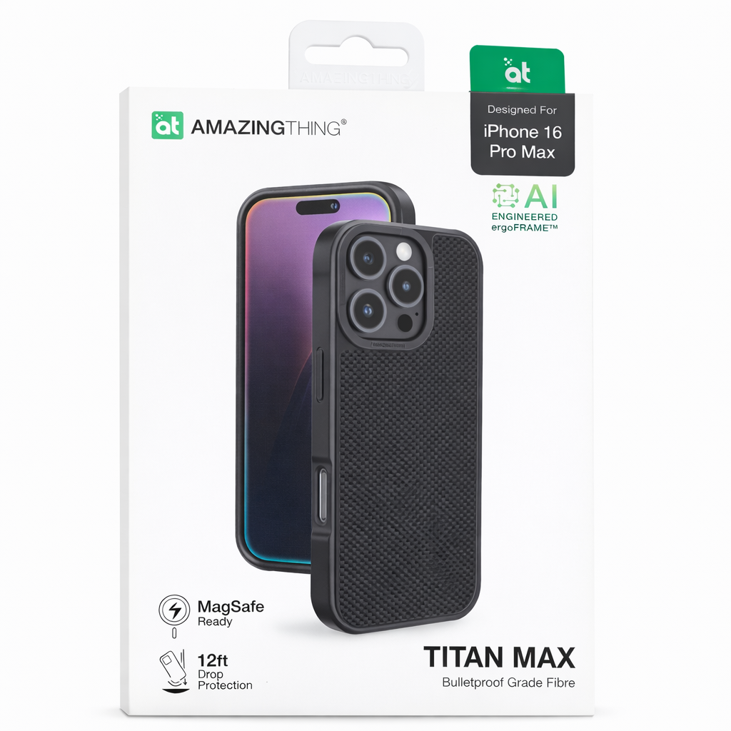 AmazingThing Titan Max Carbon Fibre Case for iPhone 16 Pro Max (MagSafe Ready, 12ft Drop Protection, Black) - Image 7