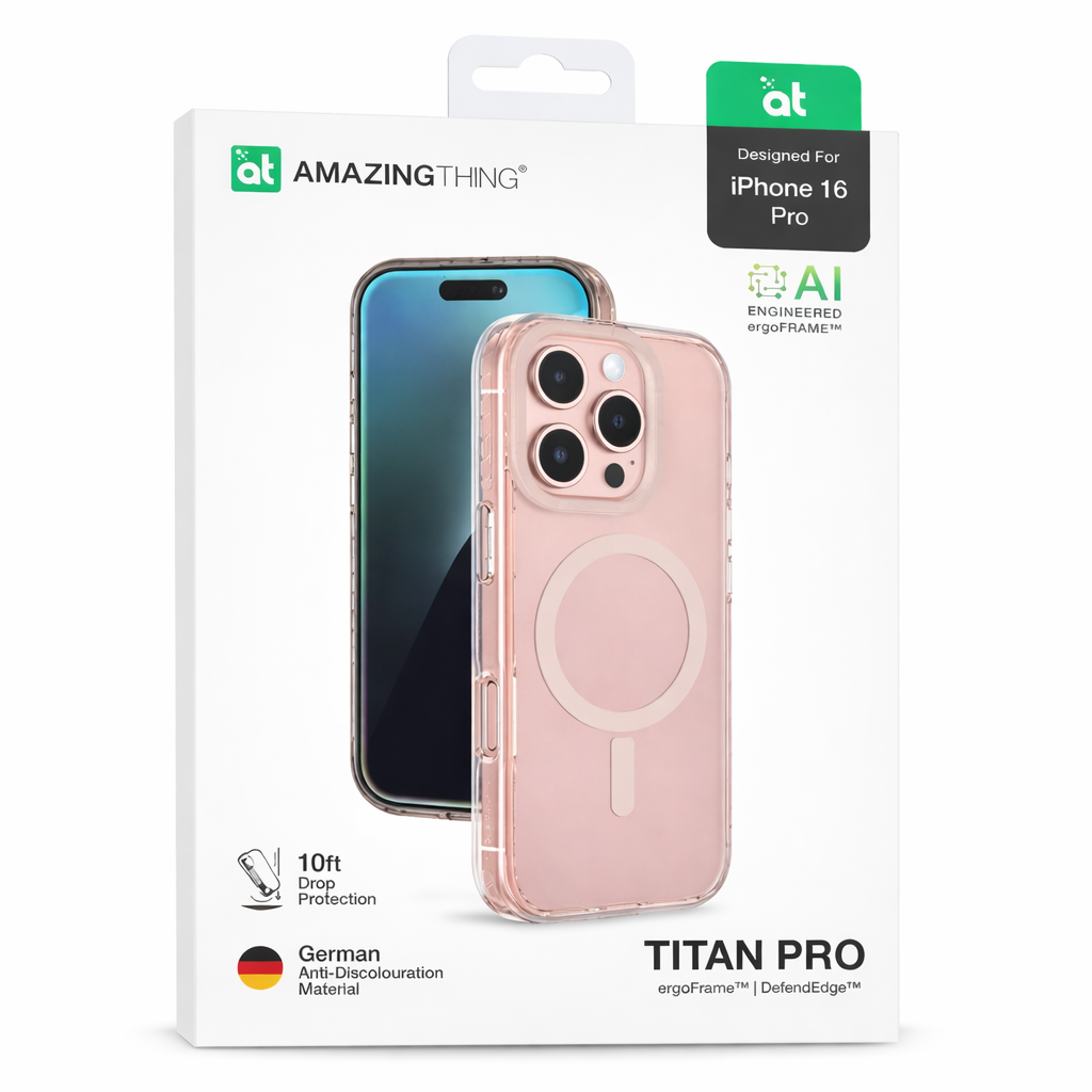 AmazingThing Titan Pro Clear Case for iPhone 16 Pro (MagSafe Compatible, 10ft Drop Protection, Transparent Gold Tint) - Image 6