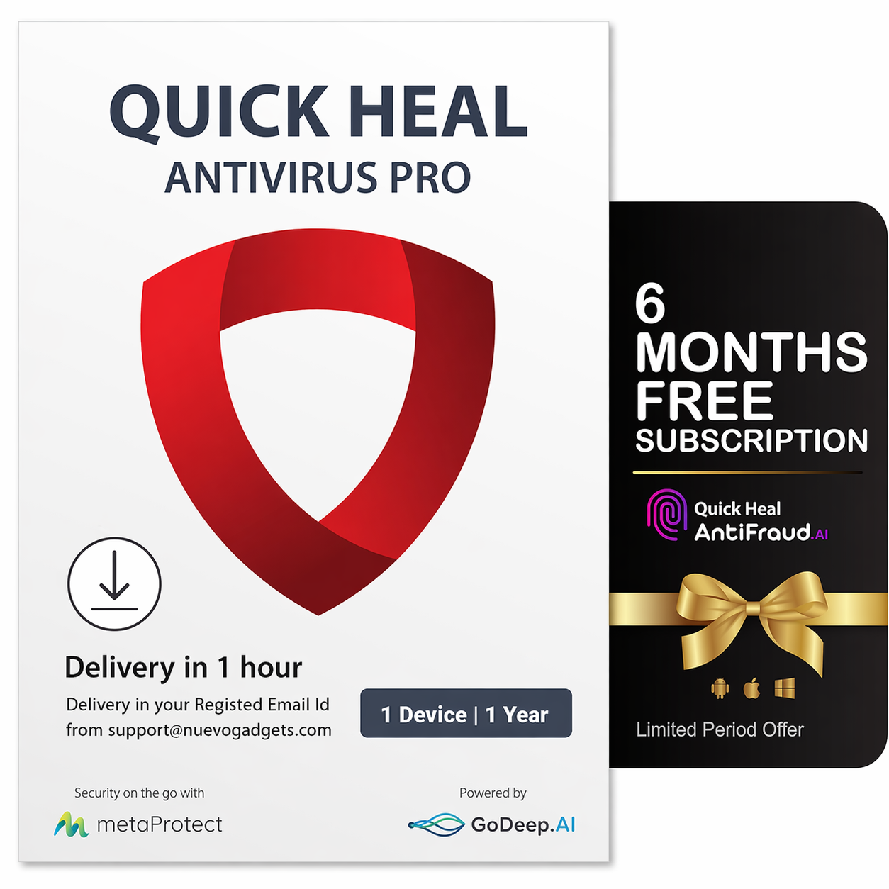 Quick Heal Antivirus Pro | Windows PC/Laptop | 2 PC, 3 Years | AI-Based Protection | Email Delivery | + 6 Months AntiFraud.AI (iOS/Android) Quick Heal Antivirus Pro | Windows PC/Laptop | 2 PC, 3 Years | AI-Based Protection | Email Delivery | + 6 Months AntiFraud.AI (iOS/Android) - Image 1
