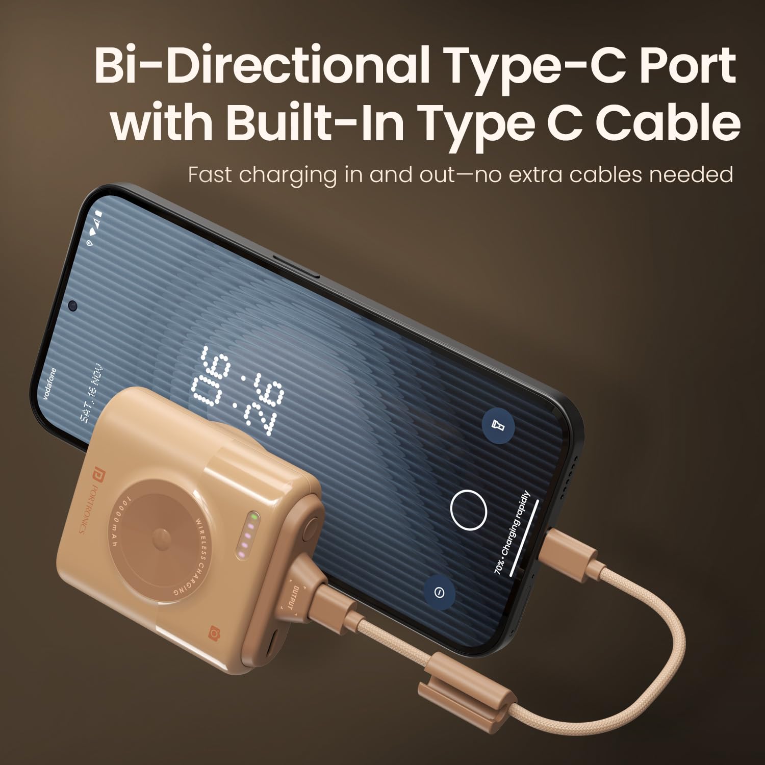 Portronics Moji 10K Smallest Wireless 10000Mah Fast Charging Power Bank with Detachable USB Type-C Cable, Strong Magnet, 20W Wired Output, for iPhone 12 & Above, Android & All Qi Enabled Devices Portronics Moji 10K Smallest Wireless 10000Mah Fast Charging Power Bank with Detachable USB Type-C Cable, Strong Magnet, 20W Wired Output, for iPhone 12 & Above, Android & All Qi Enabled Devices - Image 4