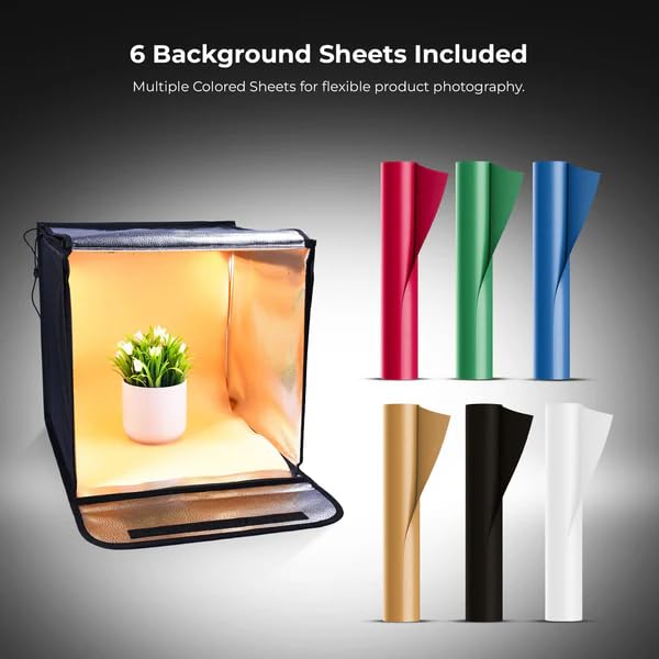 Digitek (DPLB 4040) Professional 40cm Photography LED Light Box, 30W Dual Bi-Color LED Panels, 2800K–6800K, 90 CRI, 0-100% Dimming, 6 Color PVC Backgrounds, Shadow-Free Shooting for Camera & Phone - Image 5