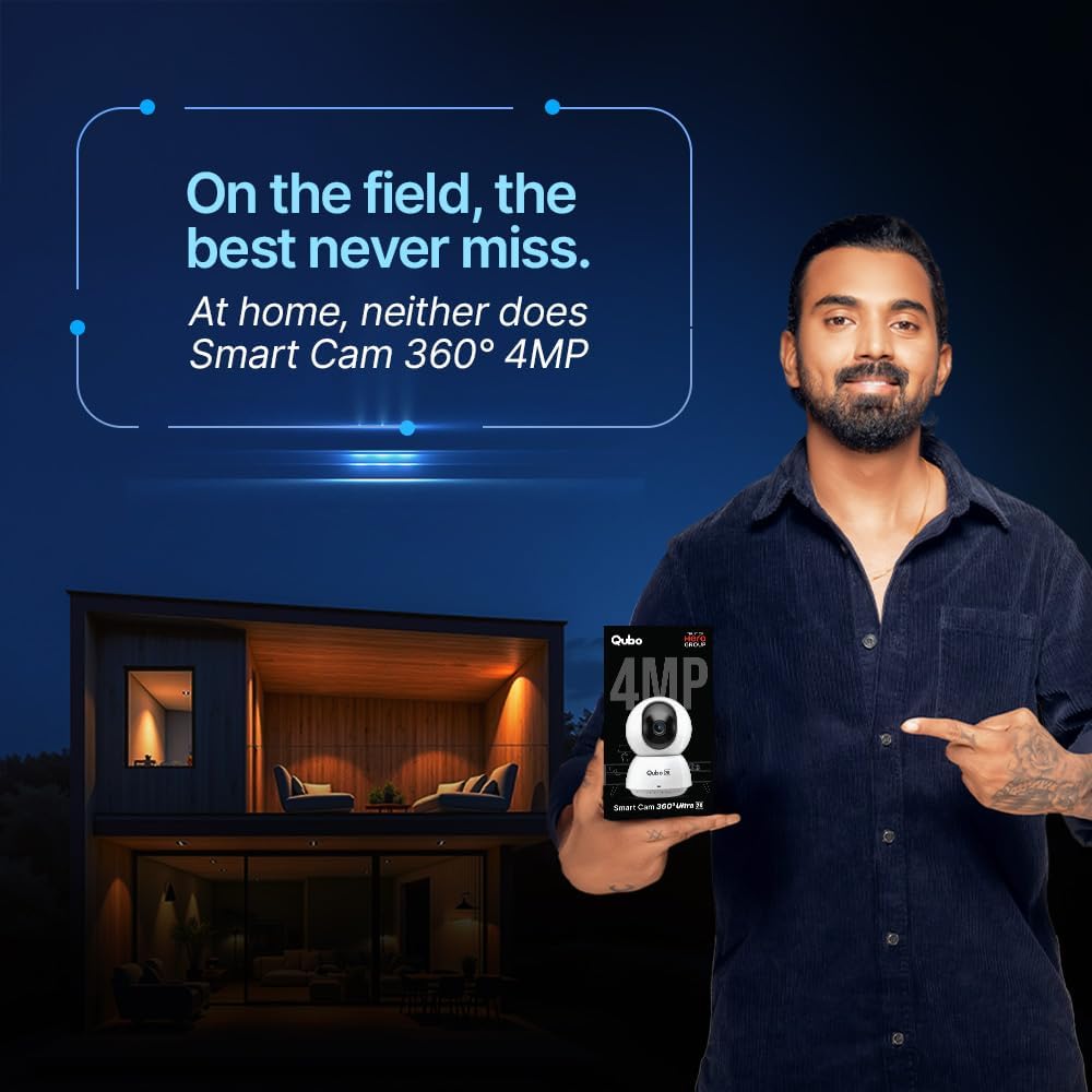 Qubo Smart 360 Ultra 2K 4MP 1440p WiFi CCTV Security Camera for Home from Hero Group | Mobile App | Two Way Talk | Night Vision | Cloud & SD Card Recording | Made in India | Alexa & OK Google | - Image 3