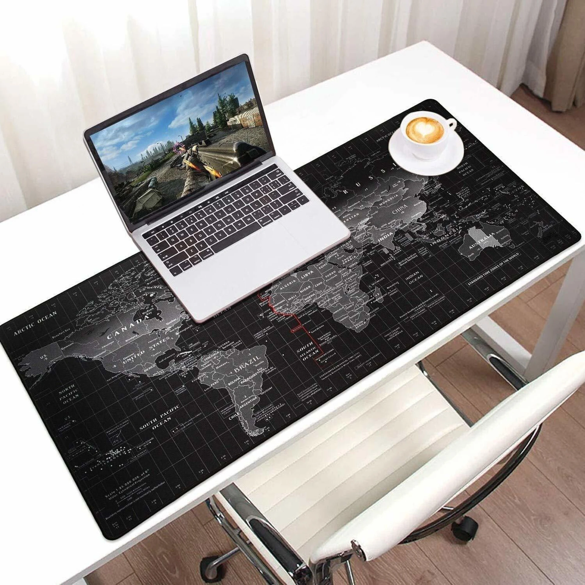 Nuevo World Map Gaming Mouse Pad | Large Desk Mat with Stitched Edges | Non-Slip Rubber Base | Keyboard & Mouse Pad for Gaming, Office, Laptop & Home - Image 4