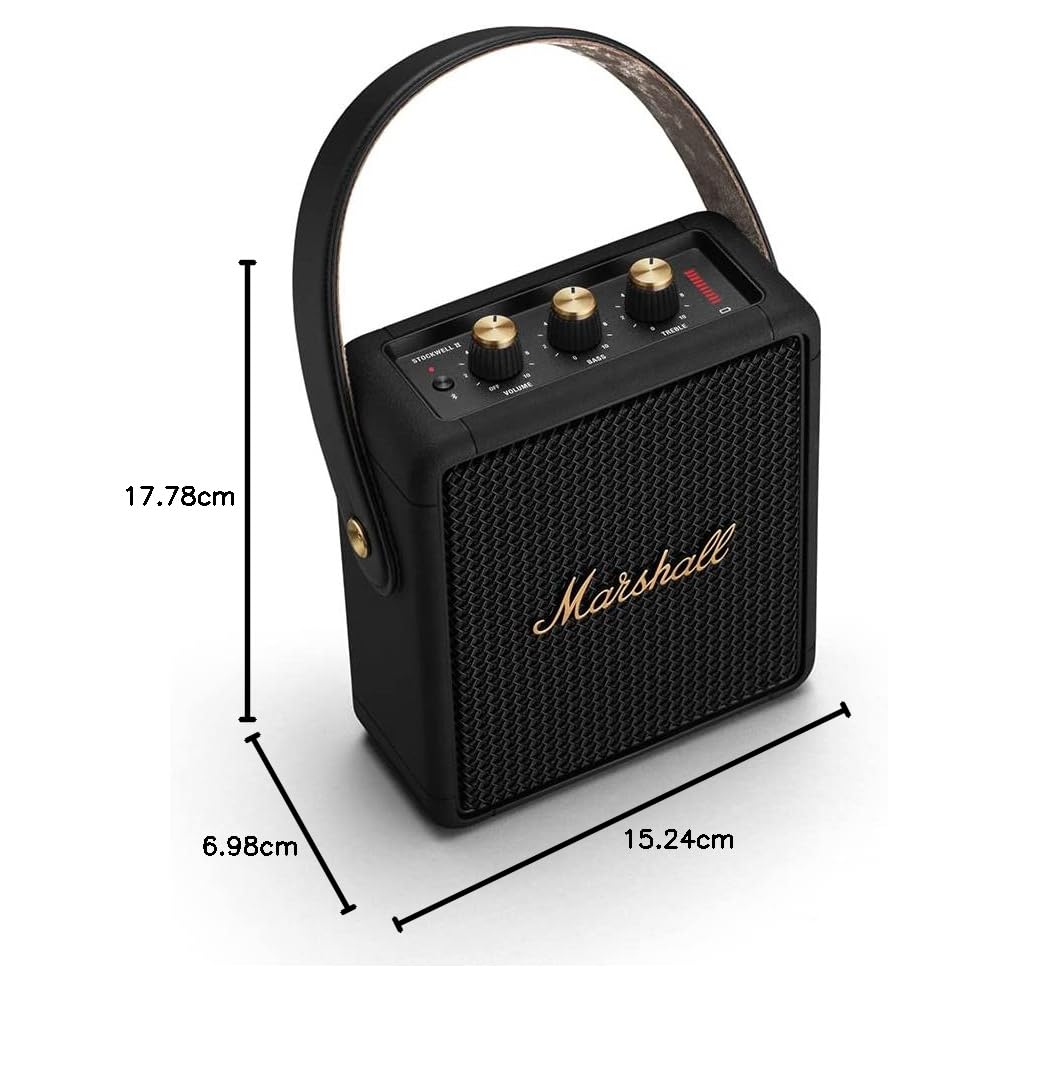 Marshall Stockwell II Portable Bluetooth Speaker with 20+ Hours of Portable Playtime, (360° Sound), Water-Resistant (IPX4) – Black & Brass. - Image 11