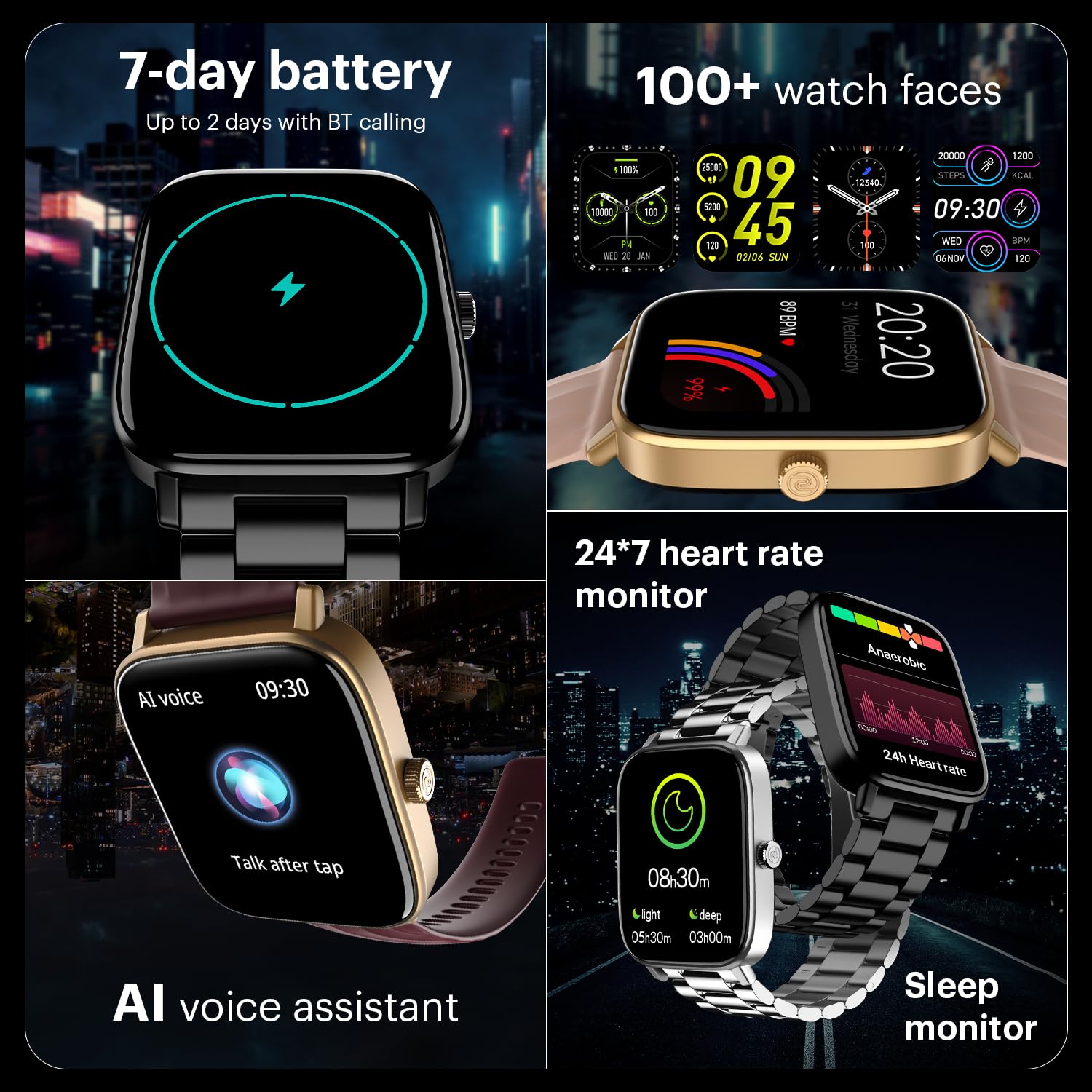 Noise Quad Call 1.81" Display, Bluetooth Calling Smart Watch, AI Voice Assistance, 160+Hrs Battery Life, Metallic Build, in-Built Games, 100 Sports Modes, 100+ Watch Faces (Elite Rosegold) - Image 6