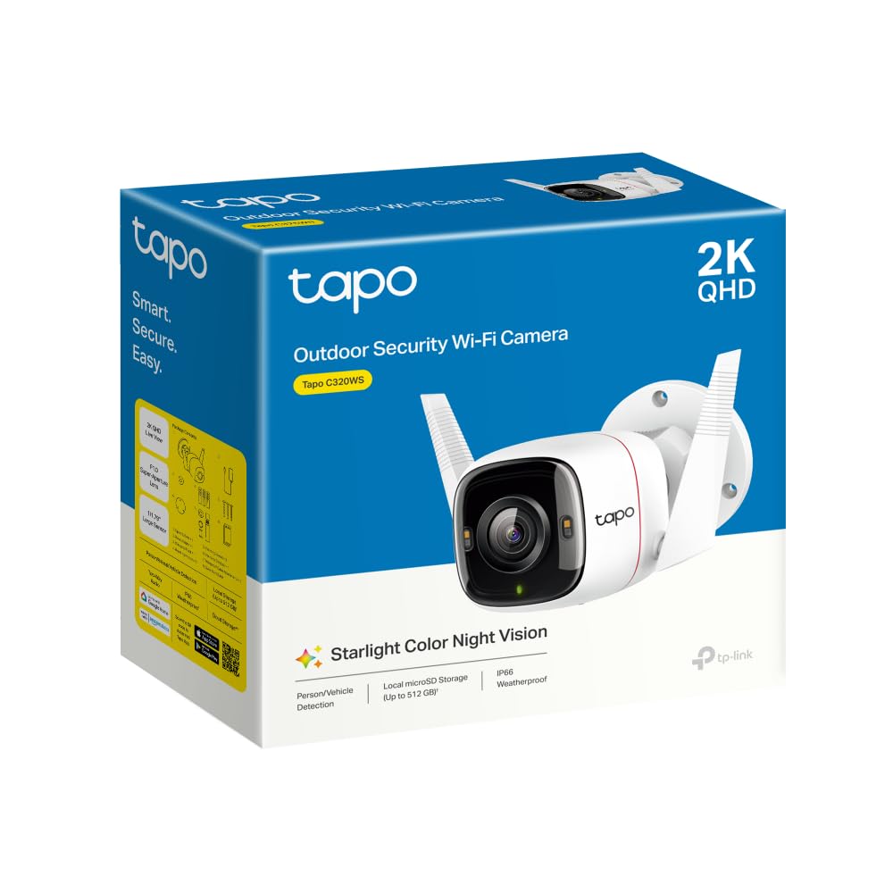 Tapo 4MP 2K QHD (2560X1440) Outdoor CCTV Security Wi-Fi Smart Camera -Alexa Enabled -Weatherproof -Full Color Starlight Night Vision -2-Way Audio -Up to 256 GB SD Storage - C320Ws- White - Image 5