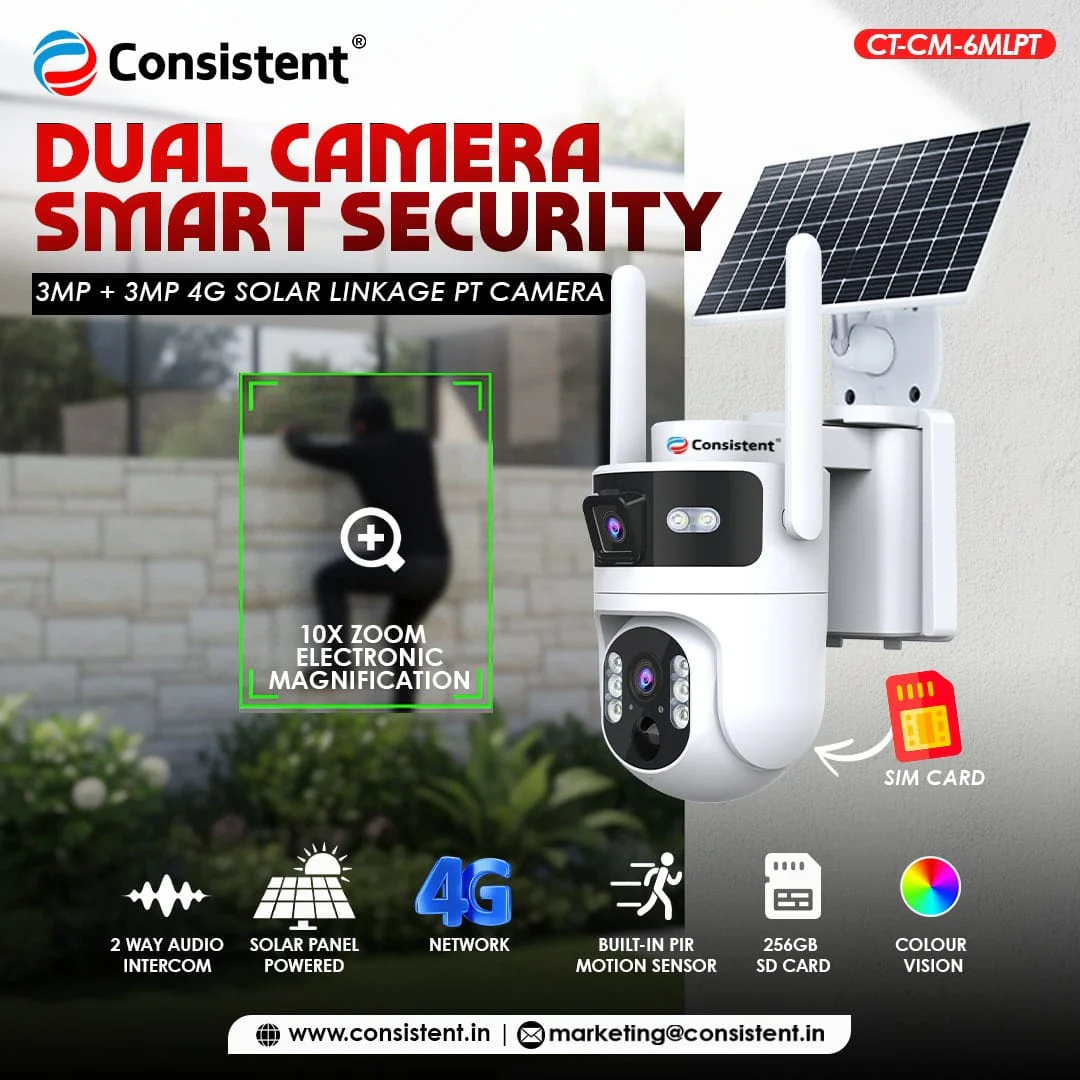 Consistent 4G LINKAGE Pan tilt Solar Camera | 3MP+3MP Dual lens | Two Way Communication Camera - Image 5