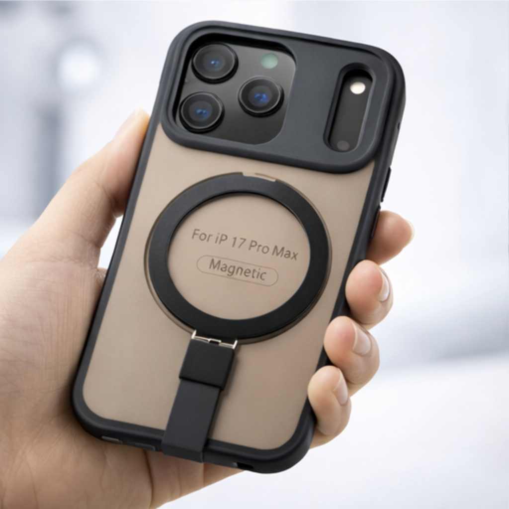 Matte Transparent MagSafe Case with Kickstand for iPhone 17 Pro Max (Smoke Brown Finish, Shockproof Design) - Image 3