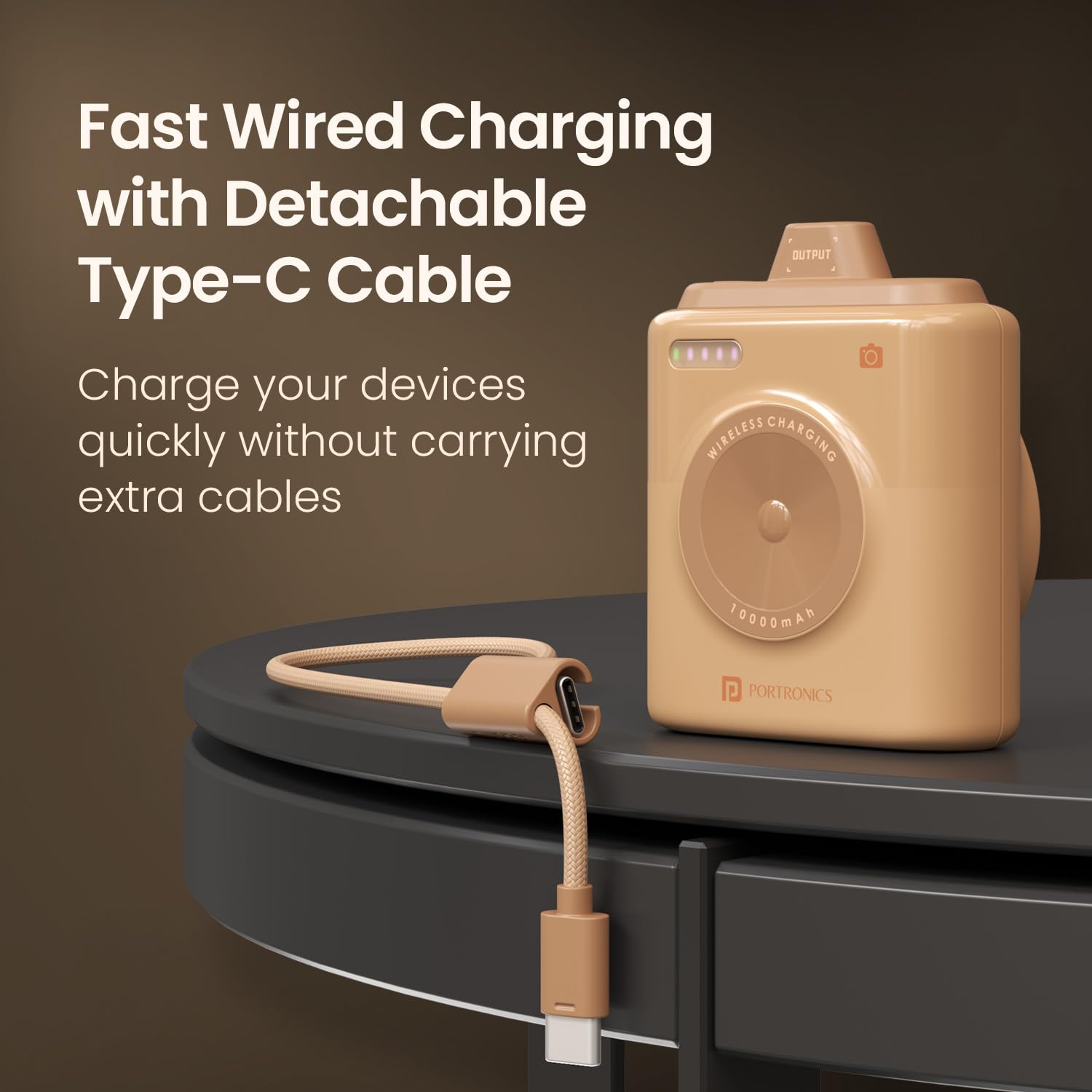Portronics Moji 10K Smallest Wireless 10000Mah Fast Charging Power Bank with Detachable USB Type-C Cable, Strong Magnet, 20W Wired Output, for iPhone 12 & Above, Android & All Qi Enabled Devices Portronics Moji 10K Smallest Wireless 10000Mah Fast Charging Power Bank with Detachable USB Type-C Cable, Strong Magnet, 20W Wired Output, for iPhone 12 & Above, Android & All Qi Enabled Devices - Image 3
