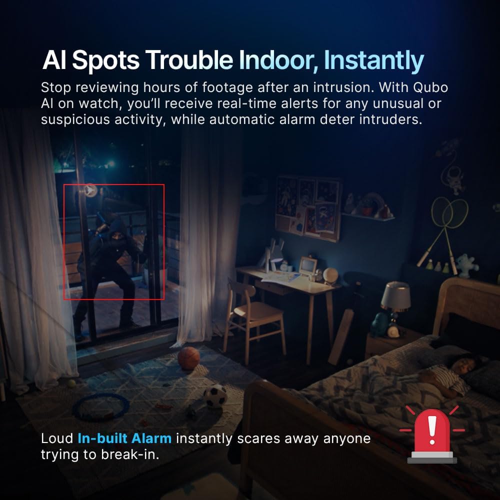 Qubo Smart 360 Ultra 2K 4MP 1440p WiFi CCTV Security Camera for Home from Hero Group | Mobile App | Two Way Talk | Night Vision | Cloud & SD Card Recording | Made in India | Alexa & OK Google | - Image 5