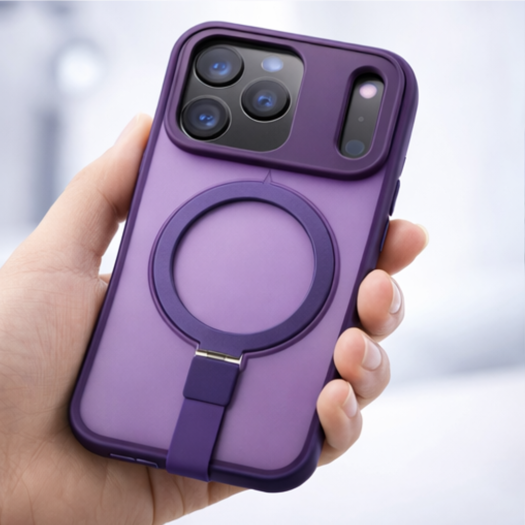 Matte MagSafe Case with Kickstand for iPhone 17 Pro (Royal Purple Finish, Shockproof Design) - Image 3