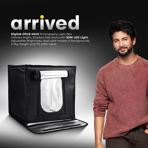 Digitek (DPLB 4040) Professional 40cm Photography LED Light Box, 30W Dual Bi-Color LED Panels, 2800K–6800K, 90 CRI, 0-100% Dimming, 6 Color PVC Backgrounds, Shadow-Free Shooting for Camera & Phone - Image 2