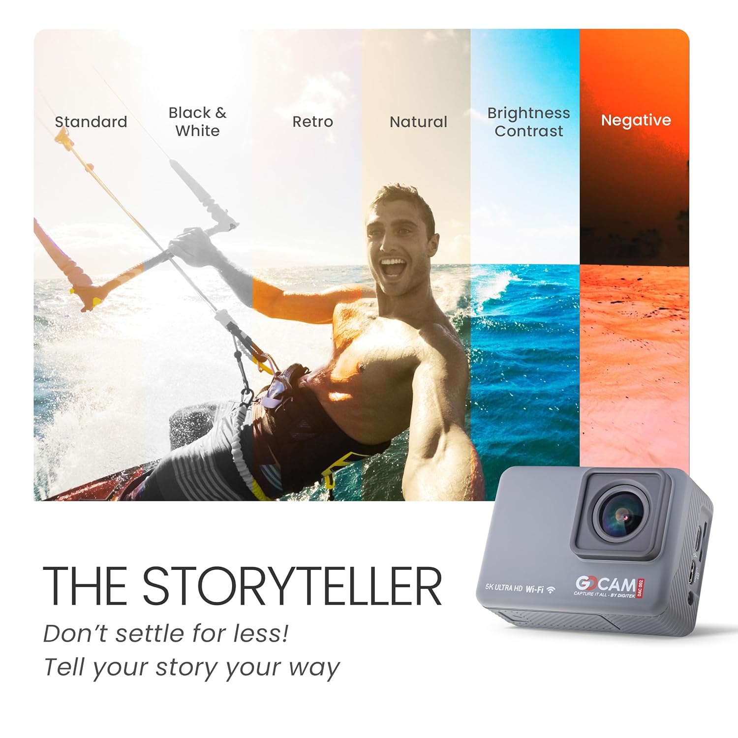 Digitek DAC 002 5K Ultra HD Action Camera - 24MP, 100ft Waterproof, 128GB Support, Dual 1350mAh Batteries, EIS Stabilization, HDMI Output, Inbuilt & External Mic, Speaker - Perfect for Adventure! - Image 6