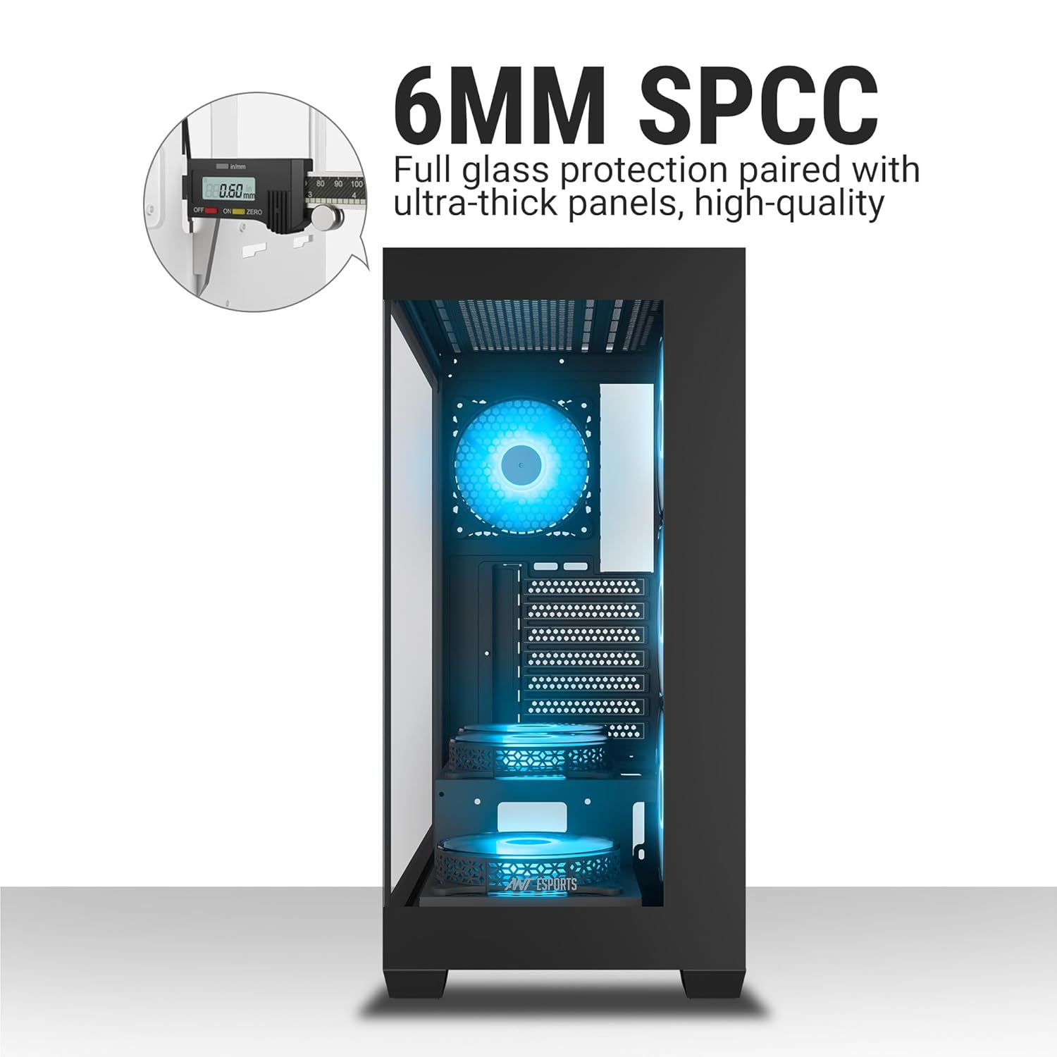 Ant Esports Crystal X7 ATX Computer Case/Gaming BlackType-C, supports ATX Micro-ATX Mini-ITX, 3 M/B plate fans, 2 PSU shroud fans - Image 2