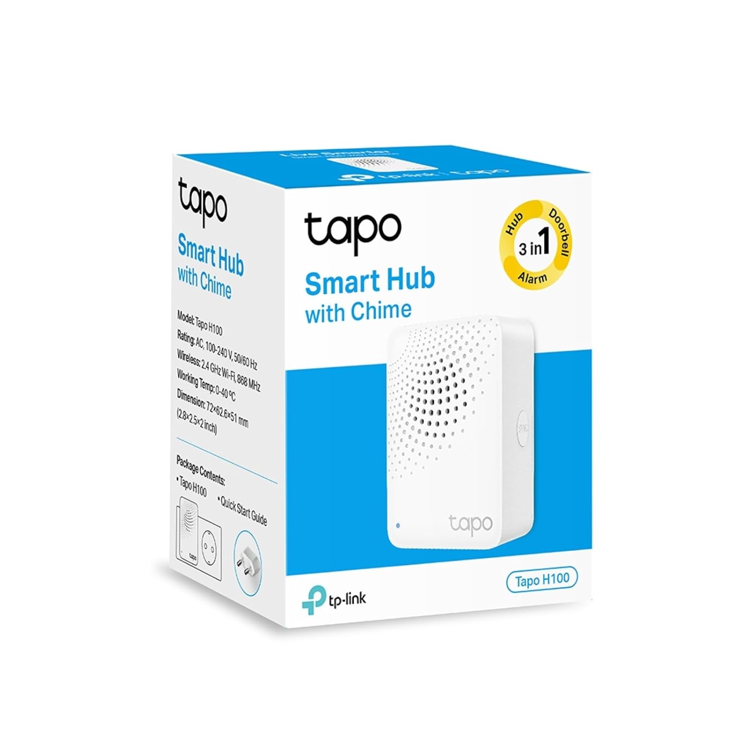 Tapo Tp-Link H100 Iot Smart Hub with Chime, Smart Alarm and Doorbell, Smart Actions with Sensors, Switches & Buttons, Connect with Up to 64 Smart Devices, Alexa, Google Assistant Compatible Tapo Tp-Link H100 Iot Smart Hub with Chime, Smart Alarm and Doorbell, Smart Actions with Sensors, Switches & Buttons, Connect with Up to 64 Smart Devices, Alexa, Google Assistant Compatible - Image 3