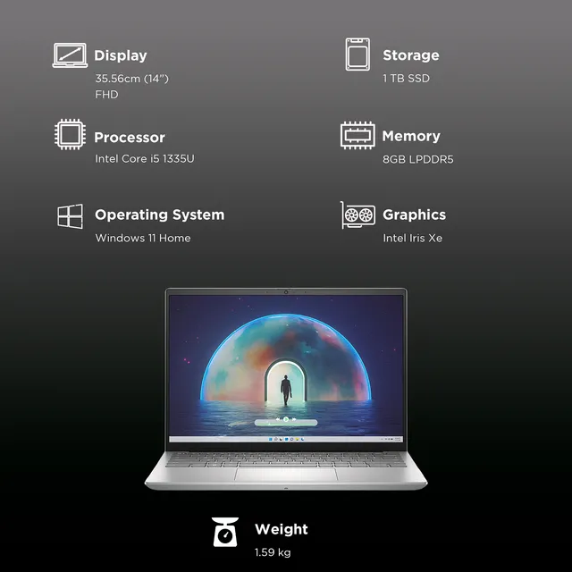DELL Inspiron 5430 Intel Core i5 13th Gen (14 inch, 8GB, 1TB, Windows 11, MS Office 2021, Intel Iris Xe, FHD Plus Display, Platinum Silver - Image 3