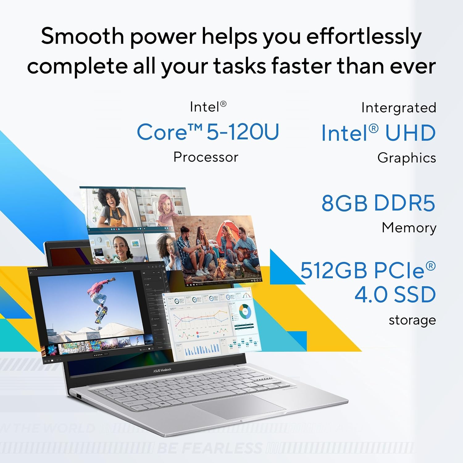 ASUS Vivobook 14 (2025), Intel Core 5 120U, 8GB RAM, 512GB SSD, FHD, 14", Win 11 Home, M365 (1 Year)* Office 2024, Cool Silver, X1404VAP-EB1521WS, - Image 2