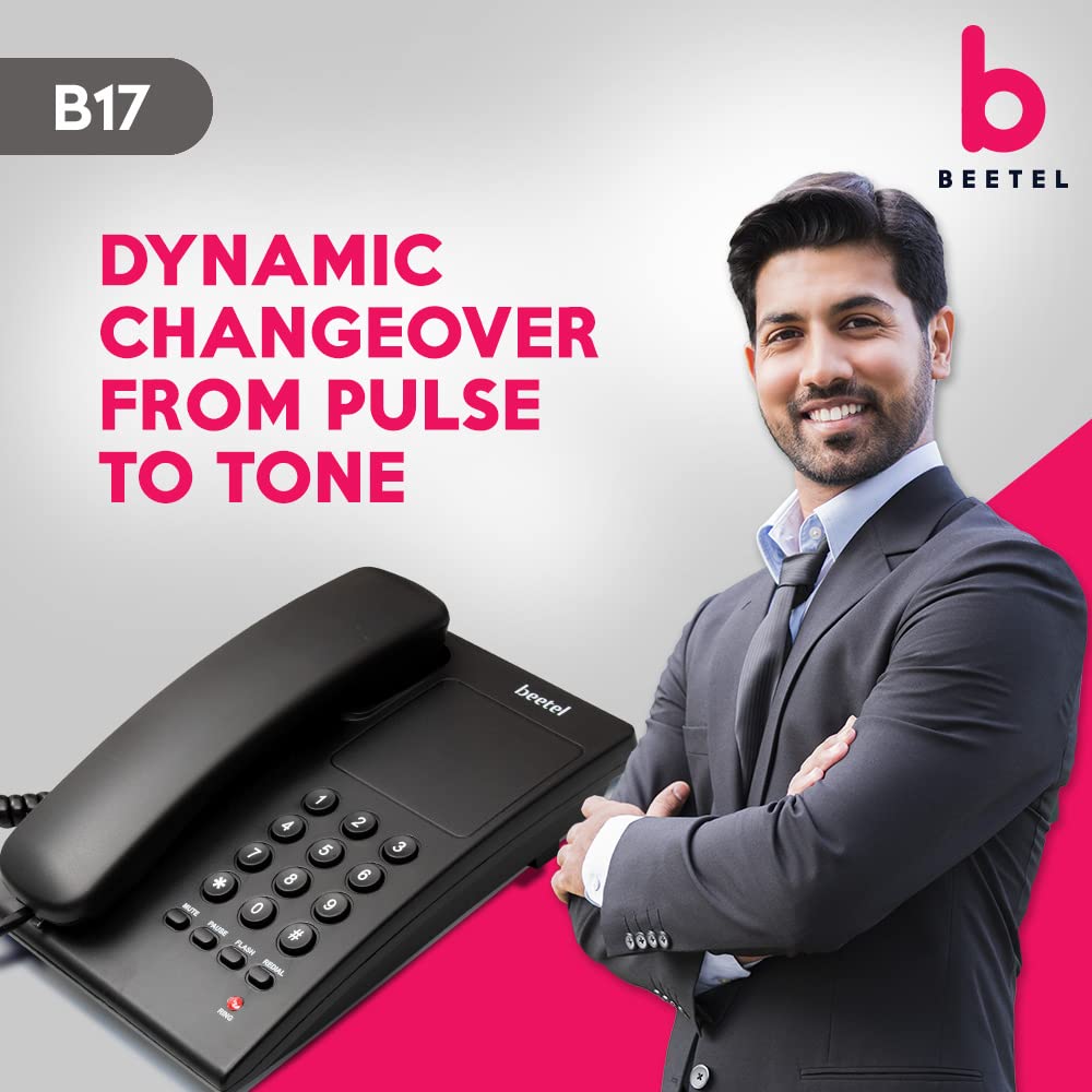 Beetel B17 Corded Landline Phone, Ringer Volume Control, LED Ring Indication, Wall/Desk Mountable, Clear Call Quality, Black - Image 7
