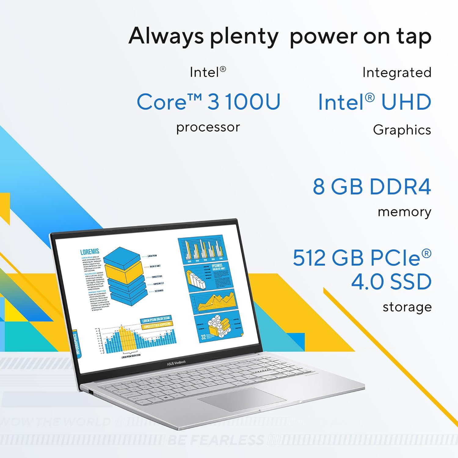 ASUS Vivobook 15 (2026),Intel Core 3 100U, Intel iGPU, 8GB RAM, 512GB SSD, FHD, 15.6"(39.6 cm),Windows 11 Home,M365 Basic(1 Year)* Office 2024,Cool Silver,1.7 Kg, X1504VAP-BQ1321WS,Thin & Light Laptop - Image 2