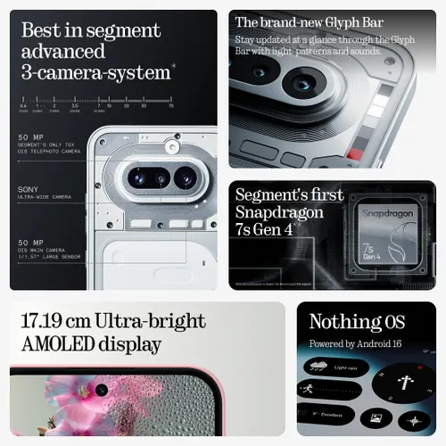 Nothing Phone 4a 5G (12GB RAM, 256GB Storage) | Qualcomm Snapdragon 7s Gen | 5400 mAh Battery | Transparent Design | White - Image 4