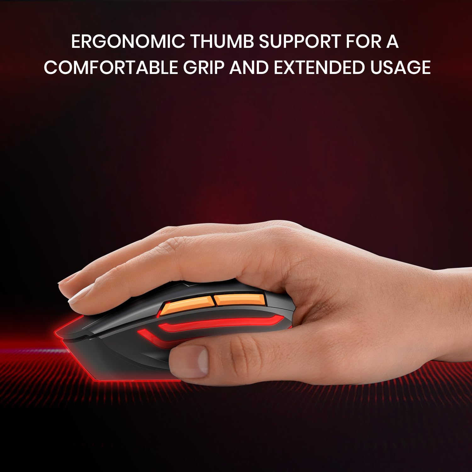 Portronics Vader Max Wireless Rechargeable Mouse, Thumb Support, Bluetooth 5.3 & 2.4 GHz Dual Mode, 6-Button Control, Adjustable DPI Up to 2400,Universal Compatibility for Laptop,Desktop,Gaming(Black) Portronics Vader Max Wireless Rechargeable Mouse, Thumb Support, Bluetooth 5.3 & 2.4 GHz Dual Mode, 6-Button Control, Adjustable DPI Up to 2400,Universal Compatibility for Laptop,Desktop,Gaming(Black) - Image 2