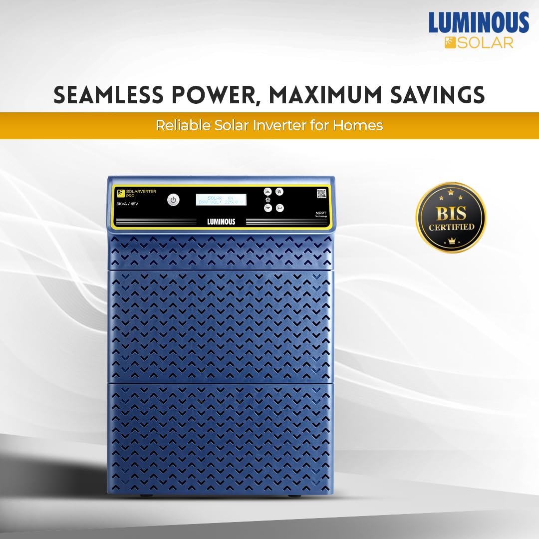 Luminous Solarverter PRO PCU 5KVA / 48V – Hybrid Solar Inverter, Pure Sine Wave, Smart Energy Management, High Efficiency, 2 Years Warranty, Ideal for Homes, Offices & Small Businesses - Image 2