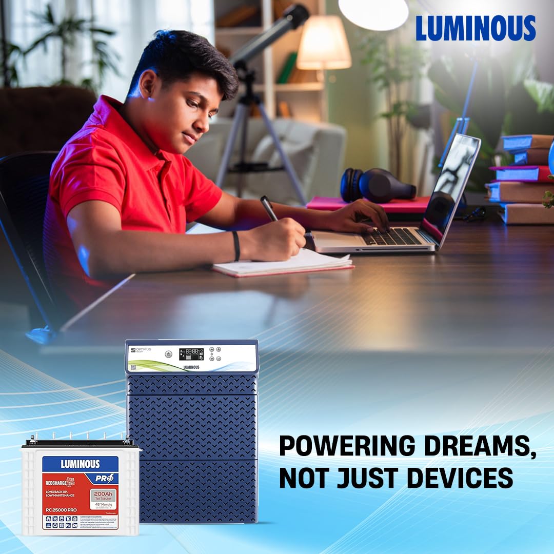 Luminous HKVA Inverter for Home, Office & Shop with Luminous Battery, Optimus 4500+ Pure Sine Wave 4000VA,48 Volt Inverter with Red Charge RC 25000 PRO Tall Tubular 200 Ah- 4 Batteries Combo. - Image 4