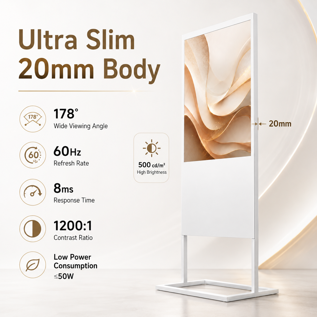 Ultraslim A-Frame Digital Advertising 32-Inch Standee | Floor Standing Digital Signage Screen for Retail, Events, Showrooms & Commercial Advertising - Image 3