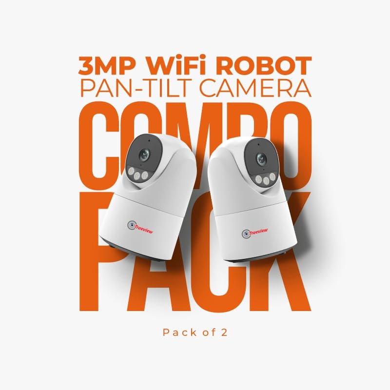 Trueview 3MP Pack of 2 Smart CCTV Wi-fi Home Security Camera with Pan Tilt 360° View, 2 Way Talk, Cloud Monitor, Motion Detect, Supports SD Card Up to 256 GB, Night Vision (3MP Robot - Pack of 2) - Image 2