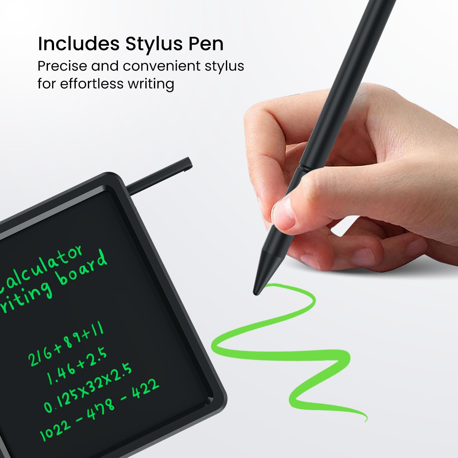 Portronics Ruffpad Calc 2 2-in-1 Calculator & LCD Writing Pad with 14.4 cm Writing Area, Multi Function Digital Calculator Stylus Pen for Students, Birthday Gift, Kids Toys, School, Office(Black) - Image 4