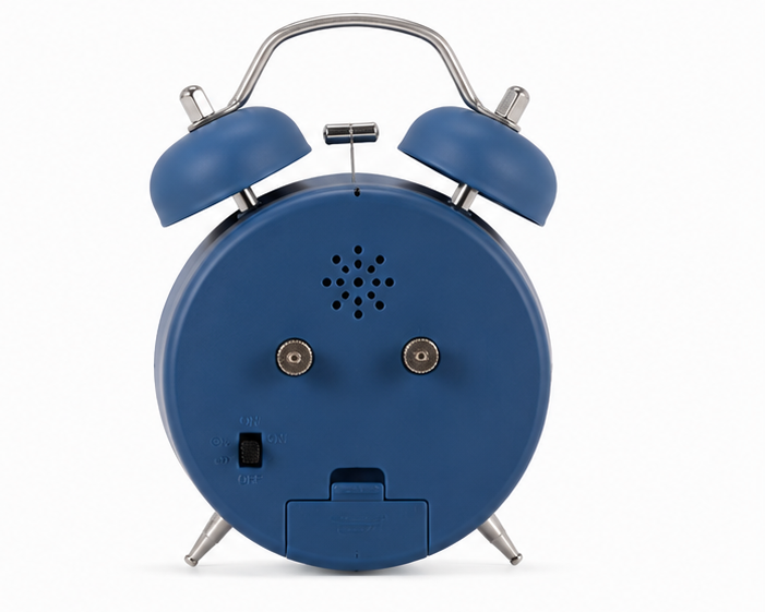 Blue Twin Bell Kids Analog Alarm Clock with Cartoon Dial - Image 3