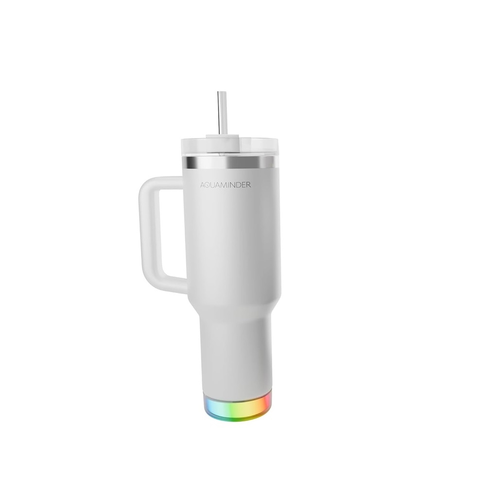 Aquaminder Smart Tumbler 1200ml Stainless Steel Vacuum Flask with Lid & Straw – SS304, Cup Holder Friendly | Car, Gym, Yoga & Travel Mug (Nile Plus, White) - Image 2