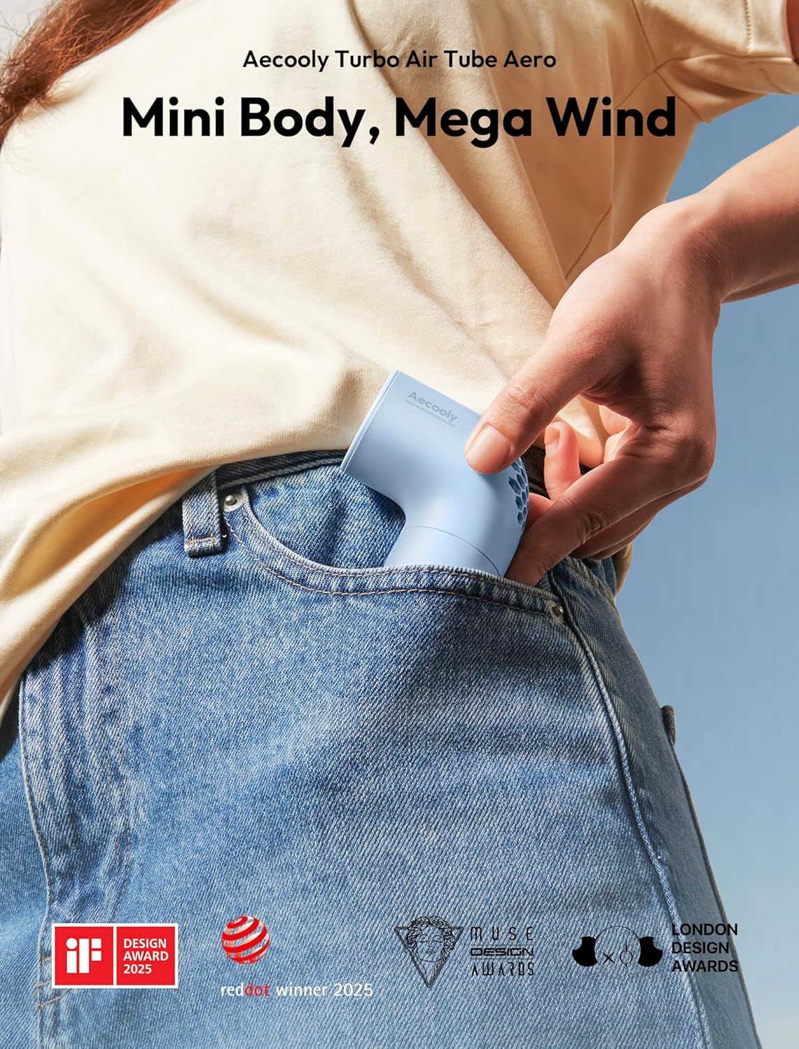 Aecooly Portable Handheld Fan, Powerful Turbo Mini Fan, 15000 RPM High Speed Aero, 8H Max Cooling Time, 4 Speeds Pocket Rechargeable Personal Small Travel GIfts for Women Men -Blue - Image 2