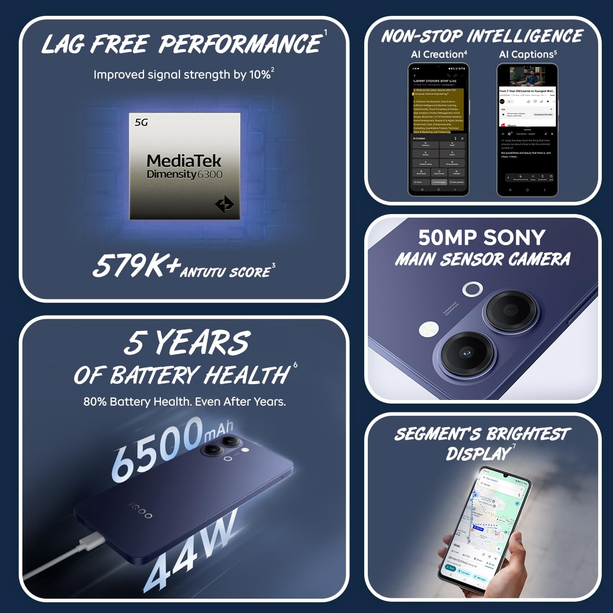 iQOO Z11 Lite 44W 5G (Midnight Blue, 4GB RAM, 128GB Storage) | 6500mAh Battery, 44W Fast Charging, Dimensity 6300, OriginOS 6.0 iQOO Z11 Lite 44W 5G (Midnight Blue, 4GB RAM, 128GB Storage) | 6500mAh Battery, 44W Fast Charging, Dimensity 6300, OriginOS 6.0 - Image 3