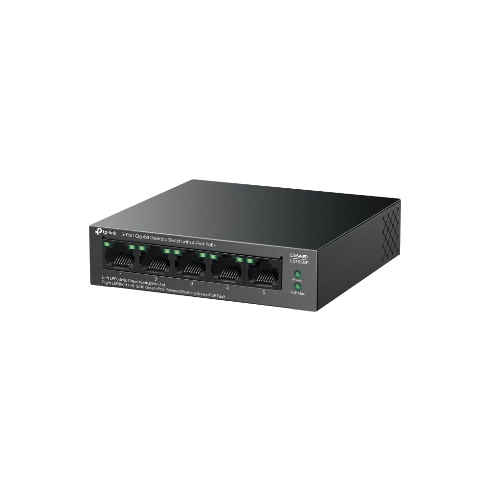 TP-Link 5-Port Gigabit Desktop Ethernet Switch With 4-Port PoE+, 65 W Budget, Auto Recovery, Plug & Play, Metal Case, Ideal for IP Surveillance & Network Security (LS105GP) - Image 3