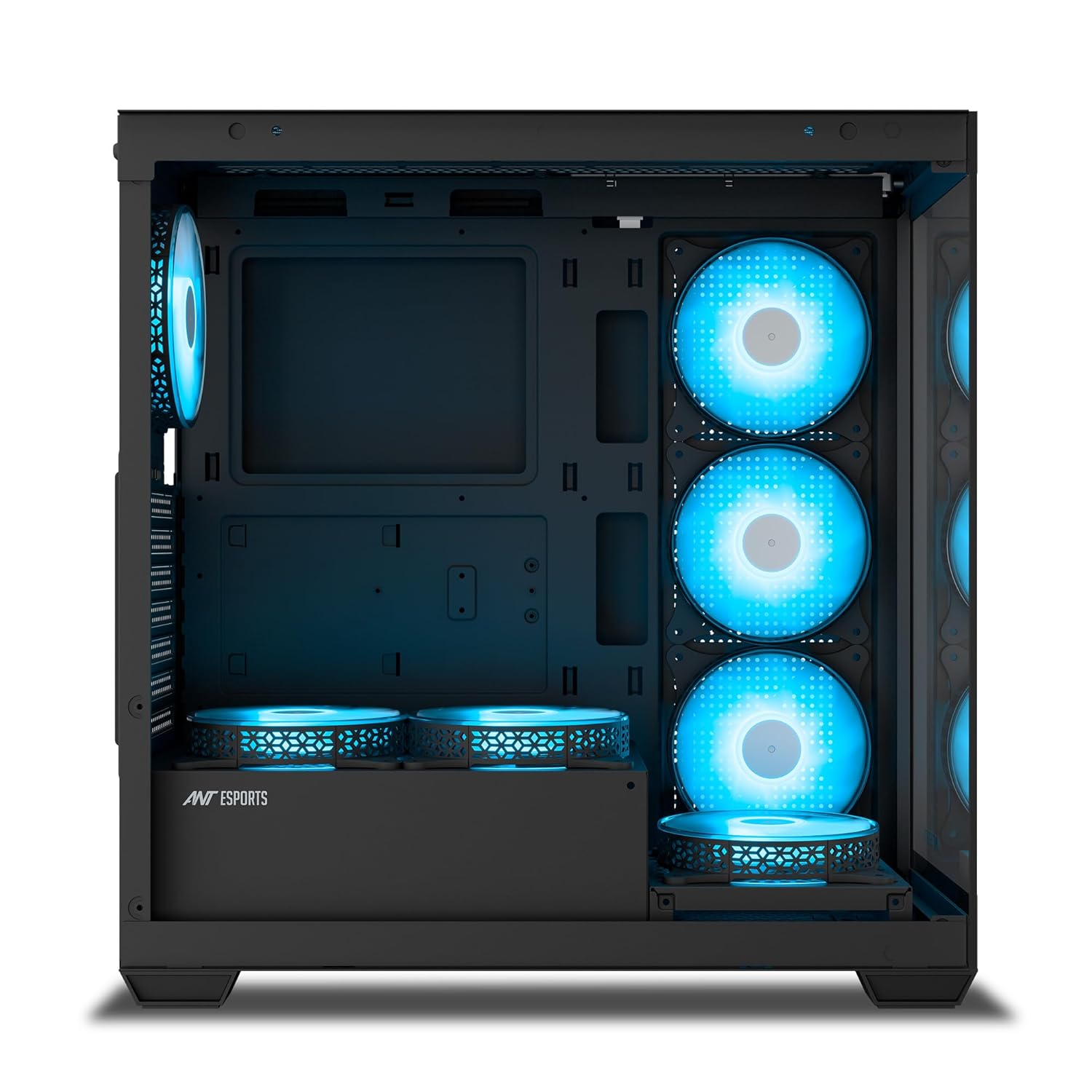 Ant Esports Crystal X7 ATX Computer Case/Gaming BlackType-C, supports ATX Micro-ATX Mini-ITX, 3 M/B plate fans, 2 PSU shroud fans - Image 8
