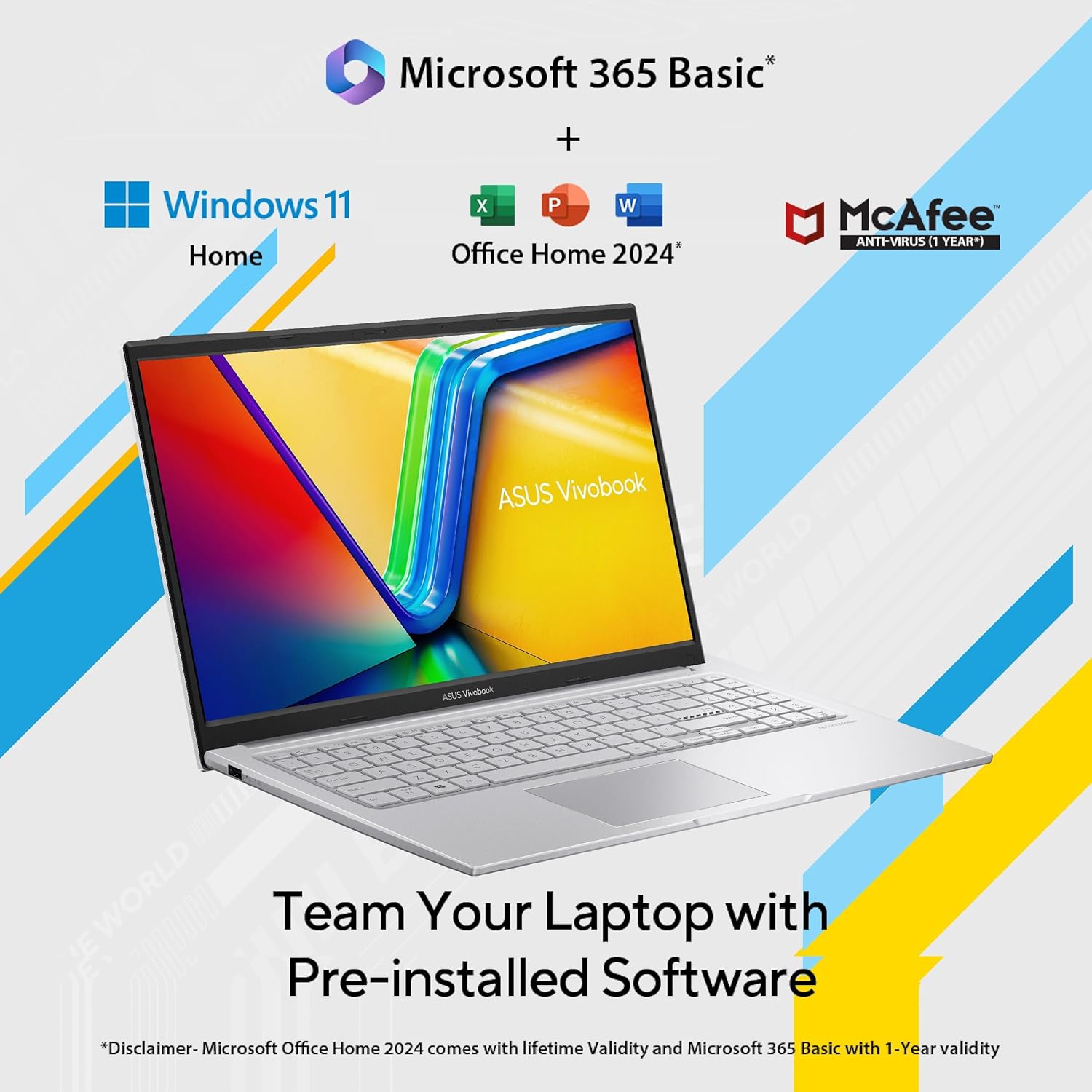ASUS Vivobook 15 (2026),Intel Core 3 100U, Intel iGPU, 8GB RAM, 512GB SSD, FHD, 15.6"(39.6 cm),Windows 11 Home,M365 Basic(1 Year)* Office 2024,Cool Silver,1.7 Kg, X1504VAP-BQ1321WS,Thin & Light Laptop - Image 10
