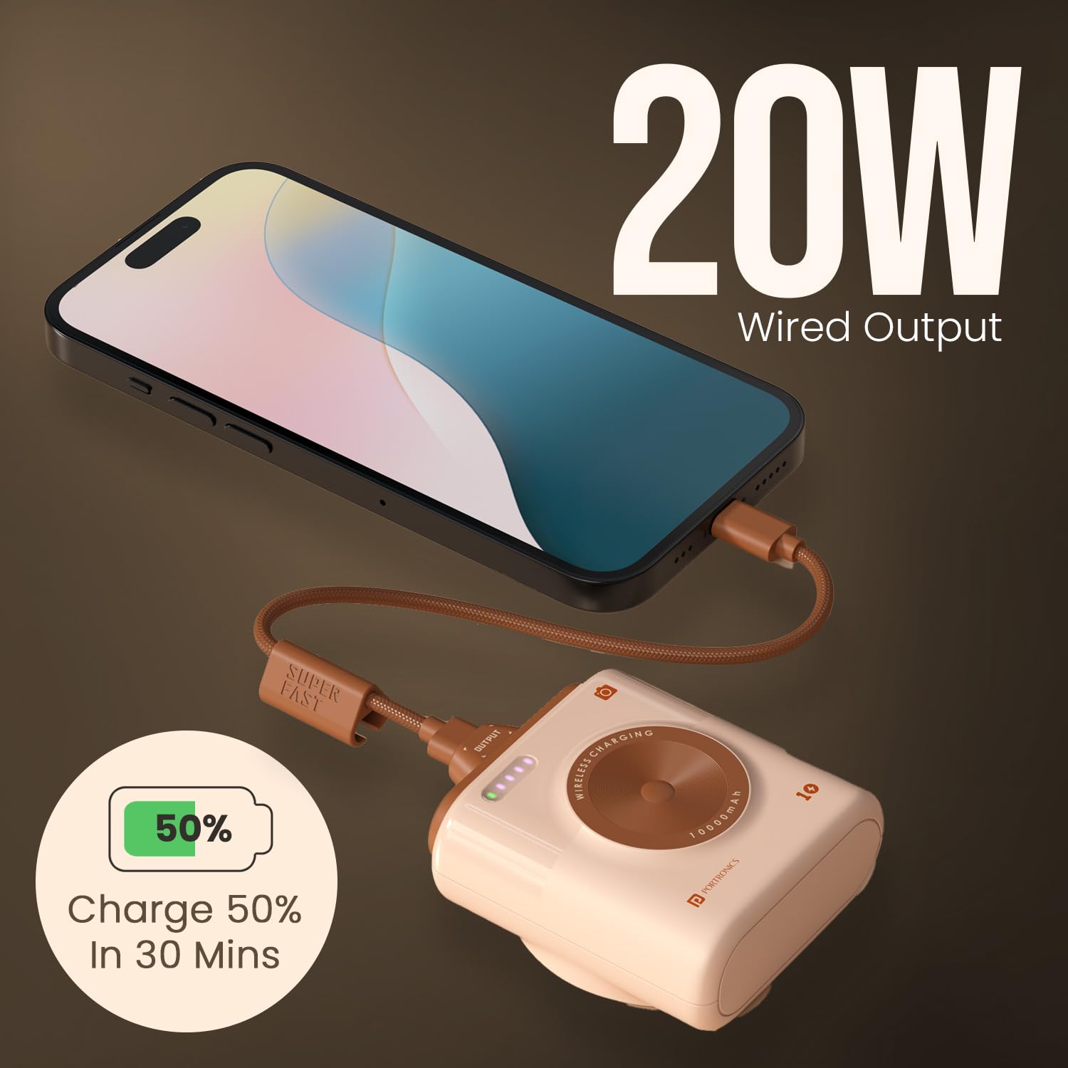 Portronics Moji 10K Smallest Wireless 10000Mah Fast Charging Power Bank with Detachable USB Type-C Cable, Strong Magnet, 20W Wired Output, for iPhone 12 & Above, Android & All Qi Enabled Devices Portronics Moji 10K Smallest Wireless 10000Mah Fast Charging Power Bank with Detachable USB Type-C Cable, Strong Magnet, 20W Wired Output, for iPhone 12 & Above, Android & All Qi Enabled Devices - Image 10