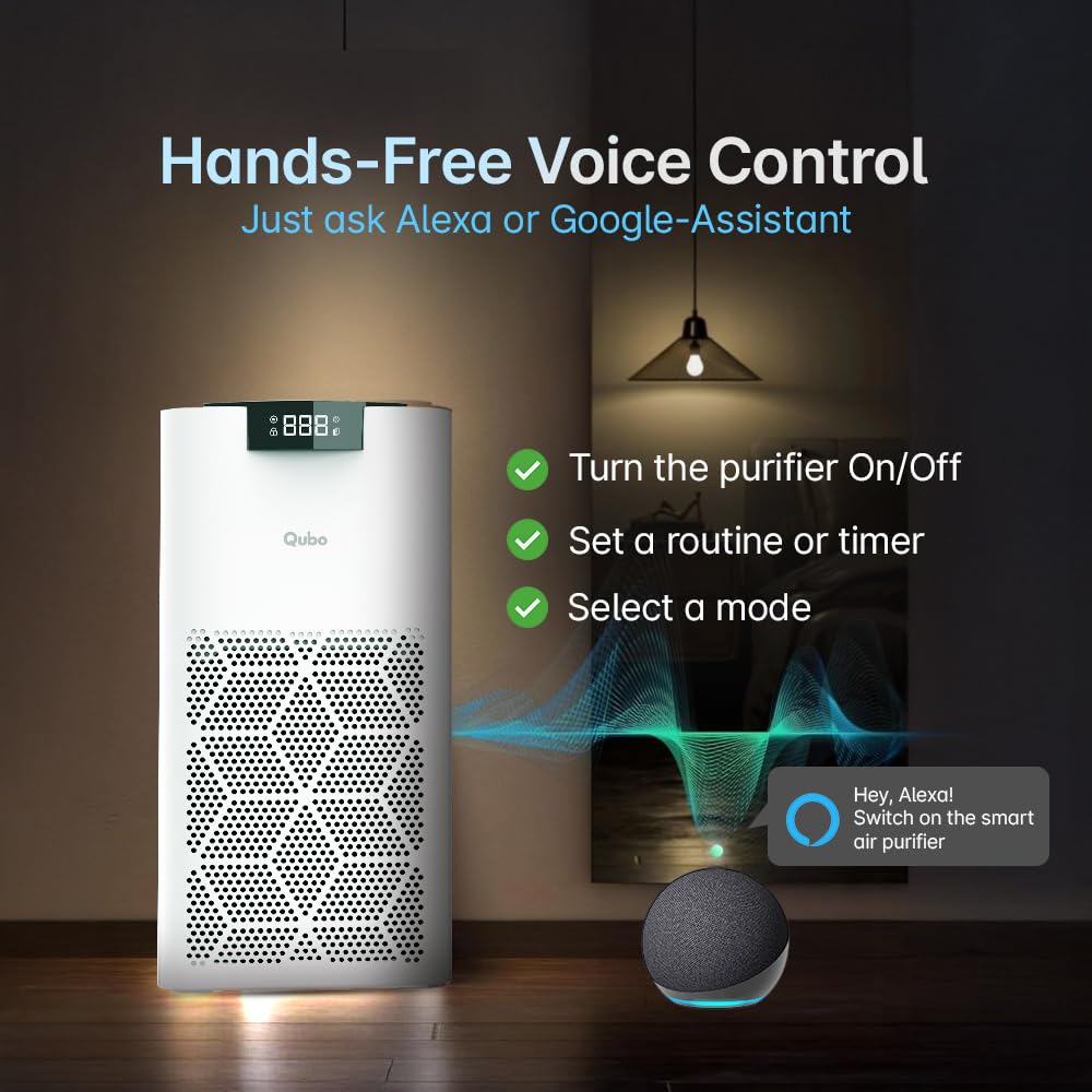 Qubo Smart Air Purifier for Home Q500, From Hero Group, Up To 500 Sqft, Removes 99.99% Allergens, App & Voice Control, Filter Life 9000 Hrs, True HEPA H13 Filter, Energy Saving, Ultra Quiet BLDC Motor - Image 6