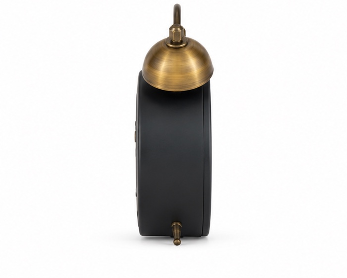 Vintage Twin Bell Analog Table Clock – Black & Antique Gold - Image 4