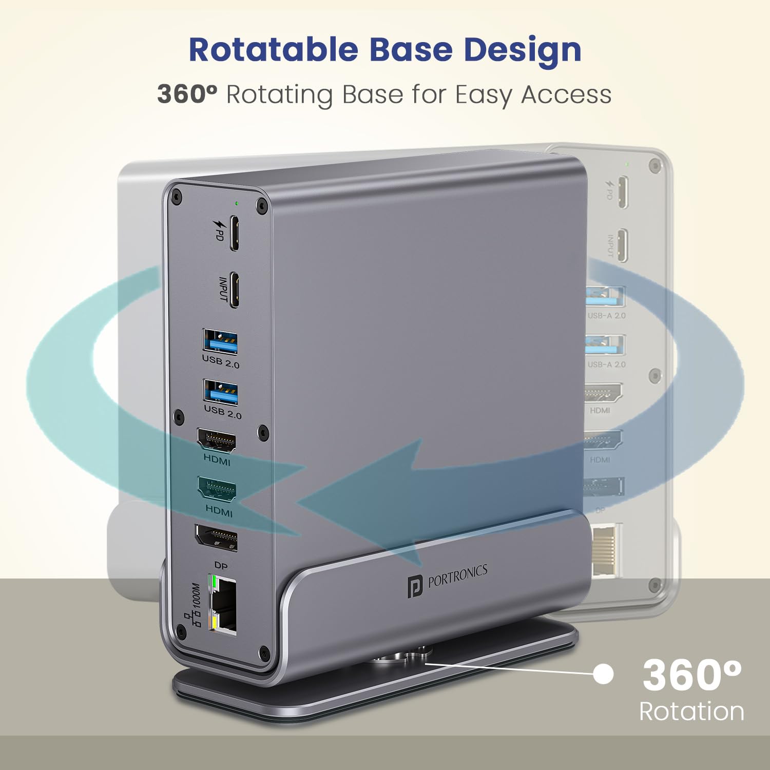 Portronics MPort Vault Pro 15-in-1 Type-C Metal Docking Station, Dual 4K@30Hz HDMI, 8K@30Hz DP, Triple Display Outpt, 100W PD, USB 3.2 & 3.0, 1000M Ethernet, SD/microSD 3.0 Slots Portronics MPort Vault Pro 15-in-1 Type-C Metal Docking Station, Dual 4K@30Hz HDMI, 8K@30Hz DP, Triple Display Outpt, 100W PD, USB 3.2 & 3.0, 1000M Ethernet, SD/microSD 3.0 Slots - Image 6