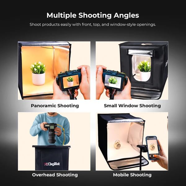 Digitek (DPLB 4040) Professional 40cm Photography LED Light Box, 30W Dual Bi-Color LED Panels, 2800K–6800K, 90 CRI, 0-100% Dimming, 6 Color PVC Backgrounds, Shadow-Free Shooting for Camera & Phone - Image 6