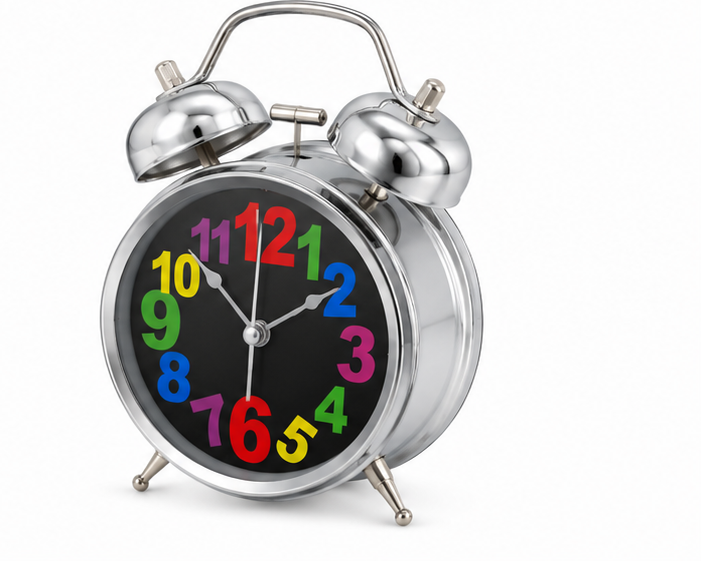 Silver Twin Bell Analog Alarm Clock with Colorful Numbers - Image 2